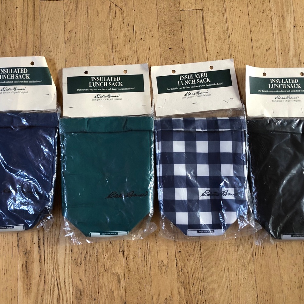 Eddie Bauer set of 4 NWT insulated reusable resealable poly lunch bags